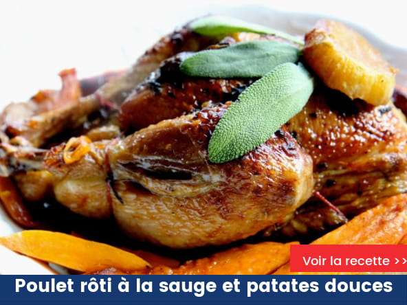 Poulet rôti à la sauge et aux patates douces